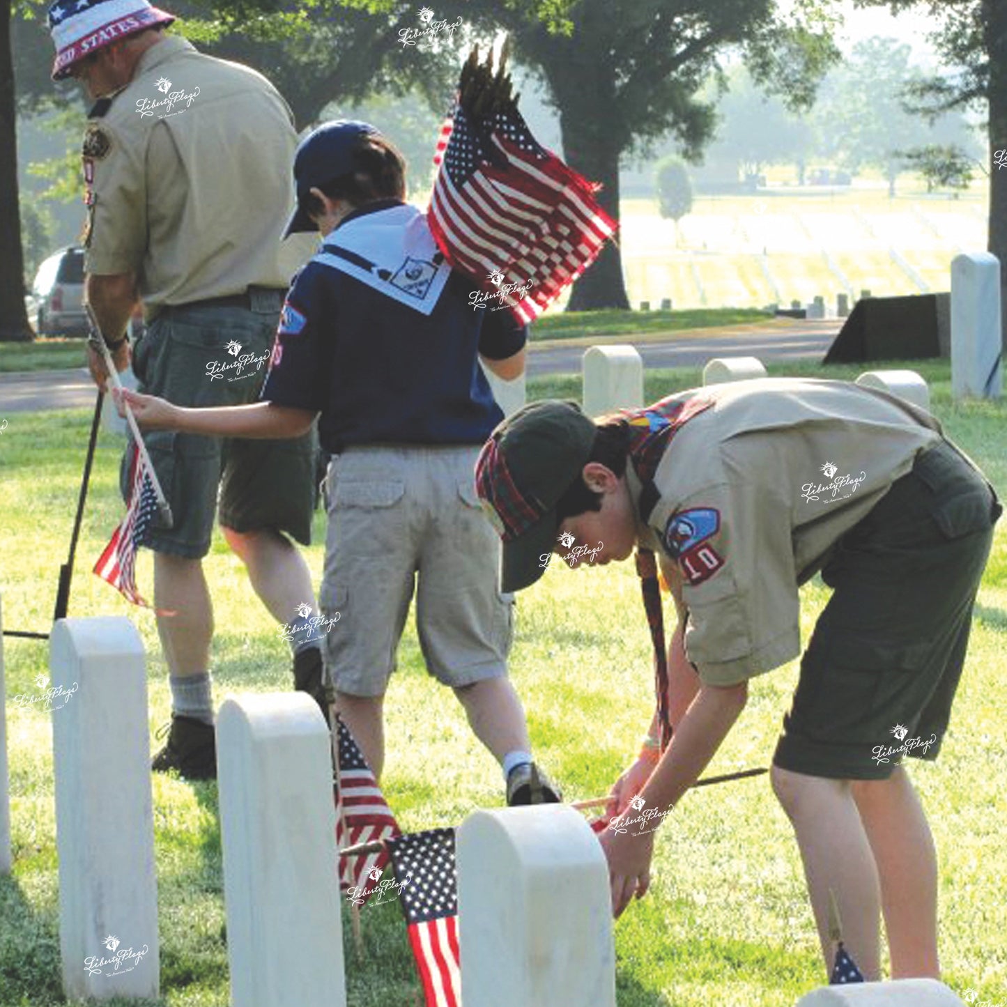 American - Stick Flags - Grave Marking