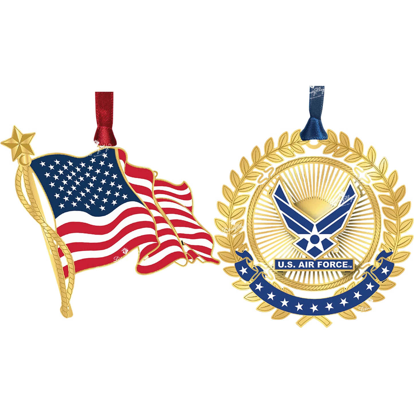 U.S. & Air Force Ornament Pair
