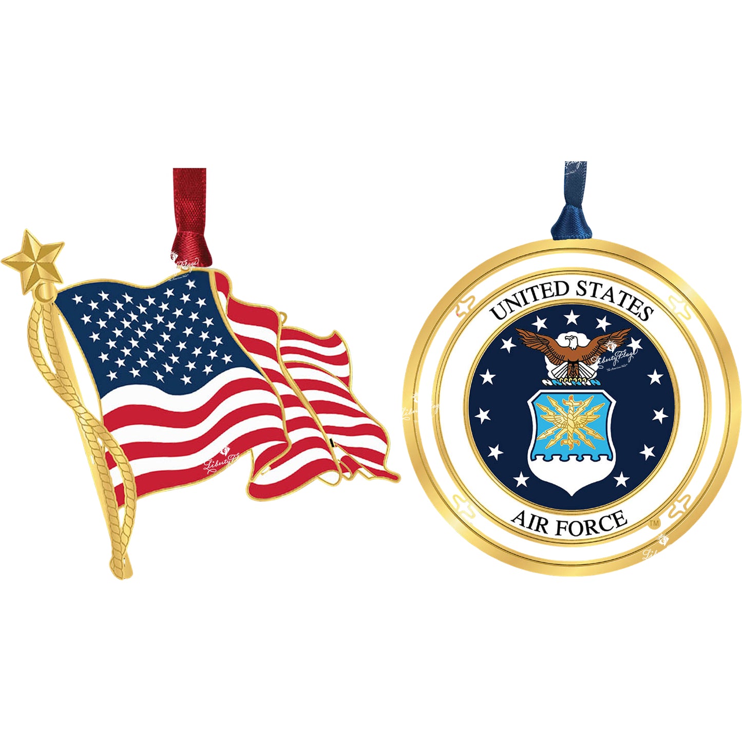 U.S. & Air Force Ornament Pair