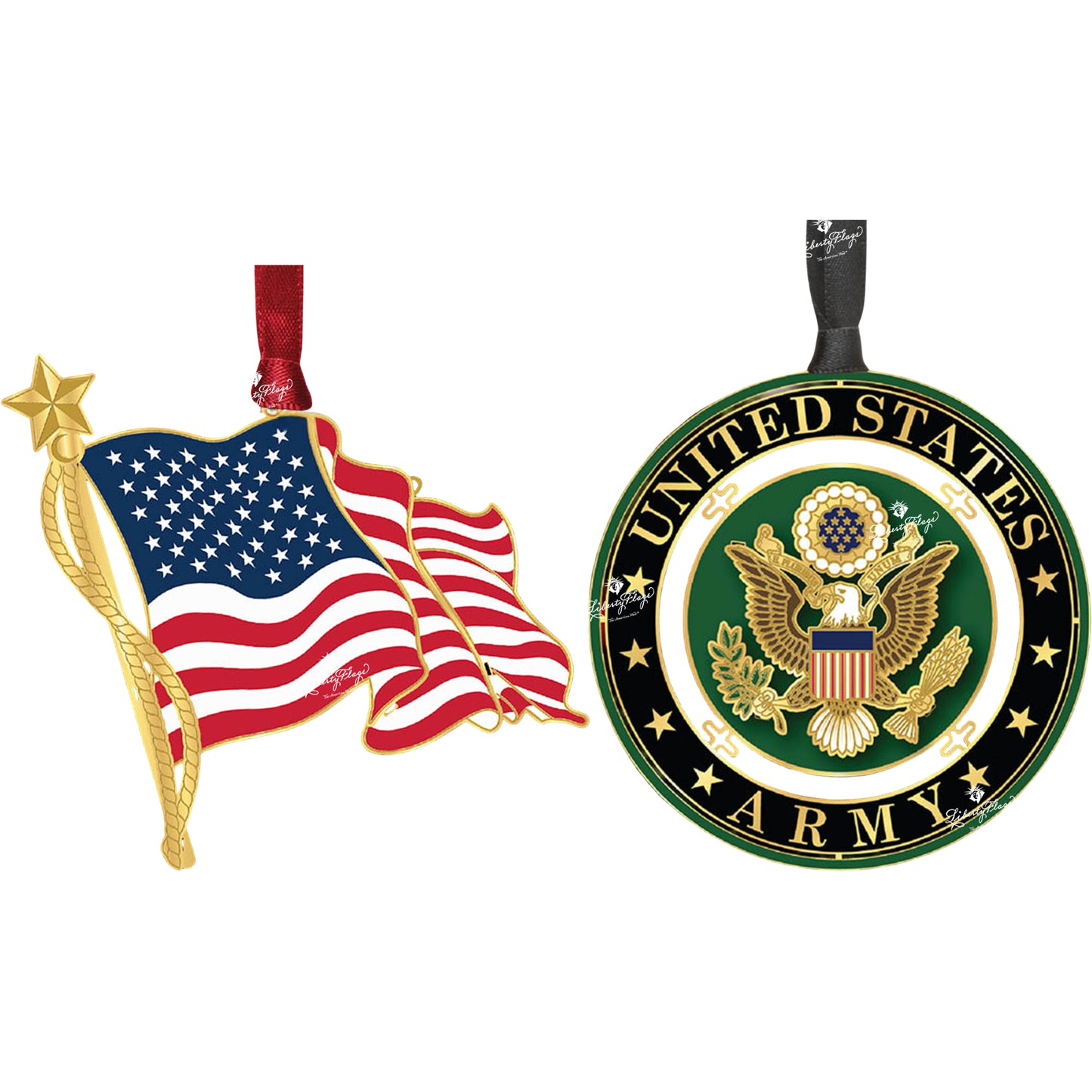 U.S. & Army Ornament Pair