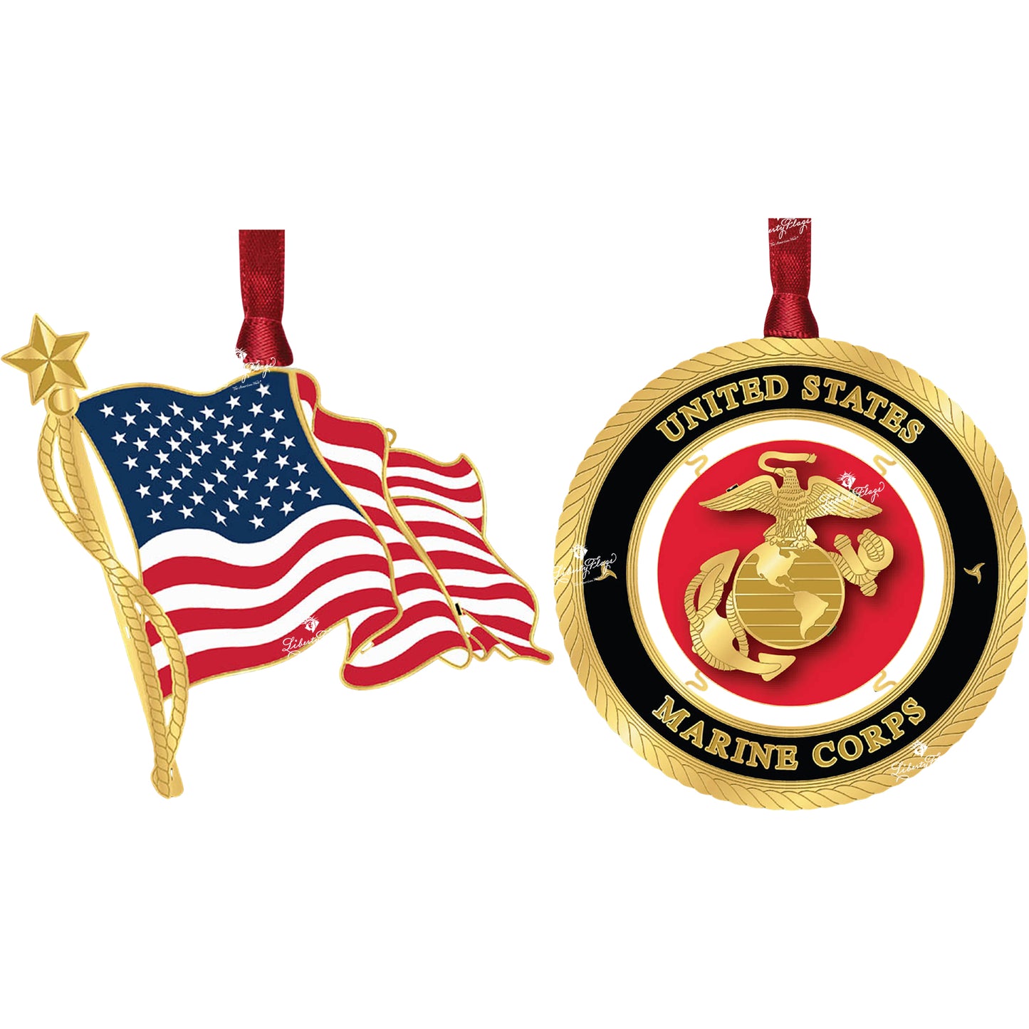 U.S. & Marine Corps Ornament Pair