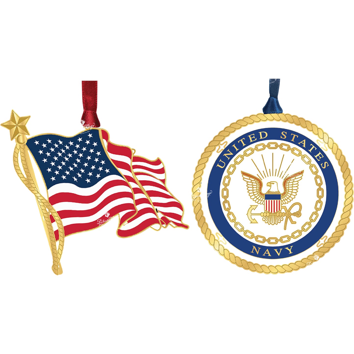 U.S. & Navy Ornament Pair