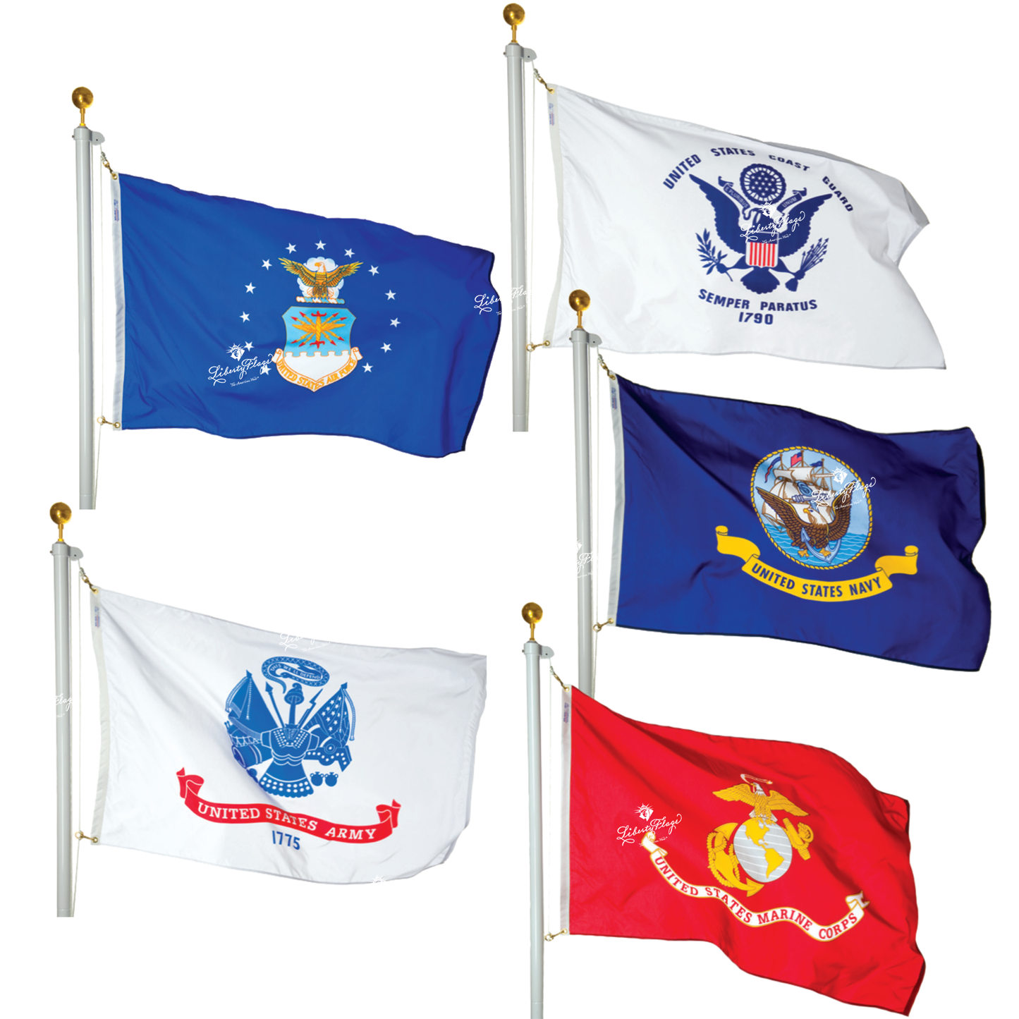 Military Nylon Outdoor Flags -  Set of 5 flags