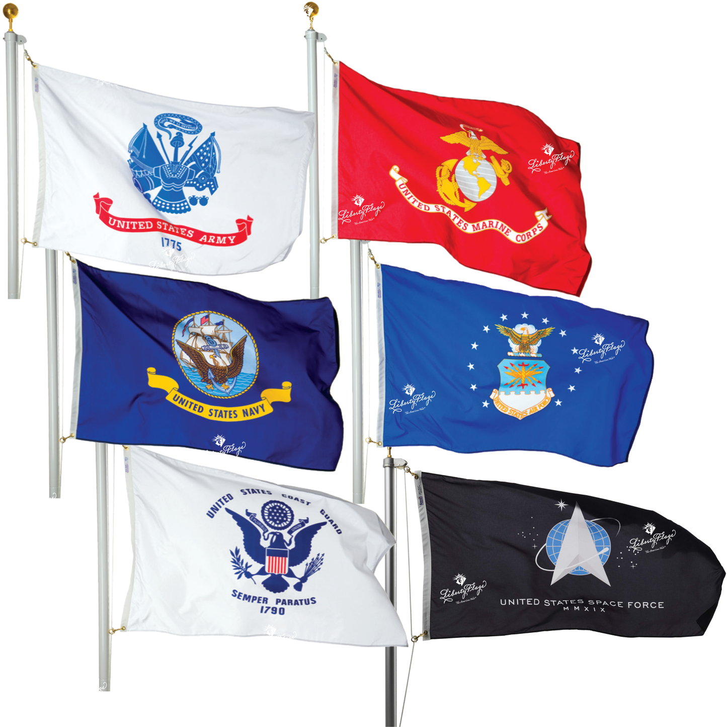 Military Nylon Outdoor Flags - Set of 6 flags only