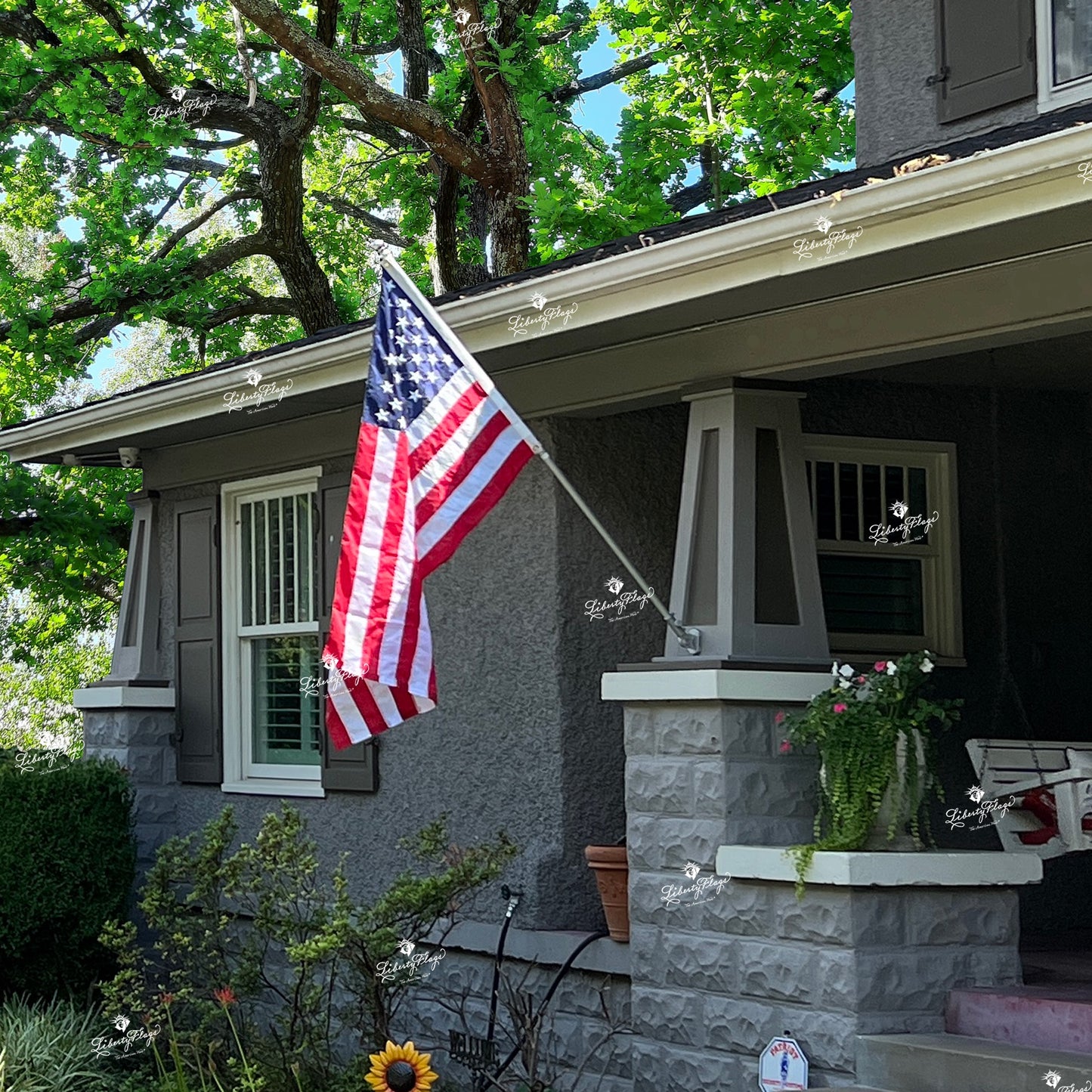 The American Wave - Residential American Flag Set with Spinning Pole (Adj. Bracket)