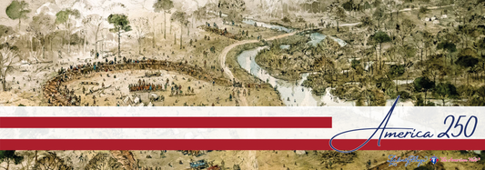 February 1776 historical rendering showing Moore's Creek Bridge battle and America 250 Semiquincentennial
