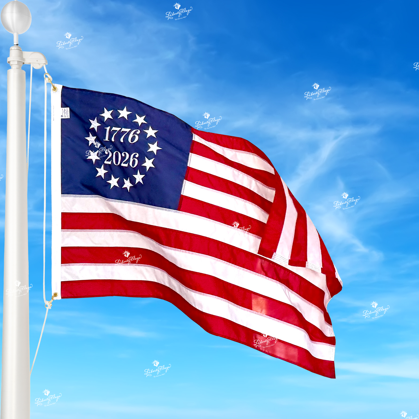 1776-2026 America 250 flag flying
