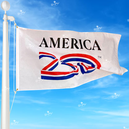 America 250 polycotton flag flying outdoors showing traditional cotton texture and brass grommets