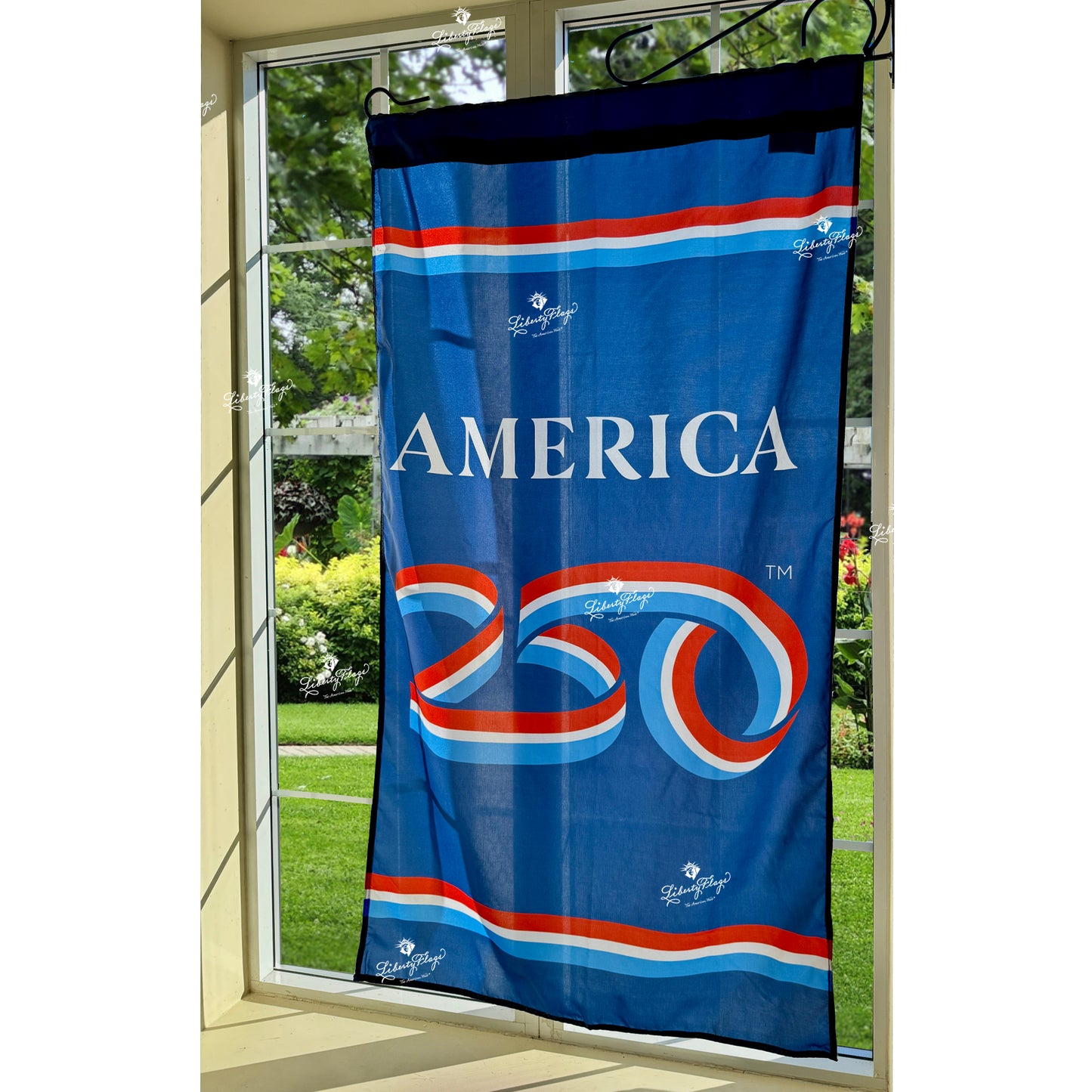 Official America 250 semiquincentennial logo banner 2.5x4 feet nylon vertical display