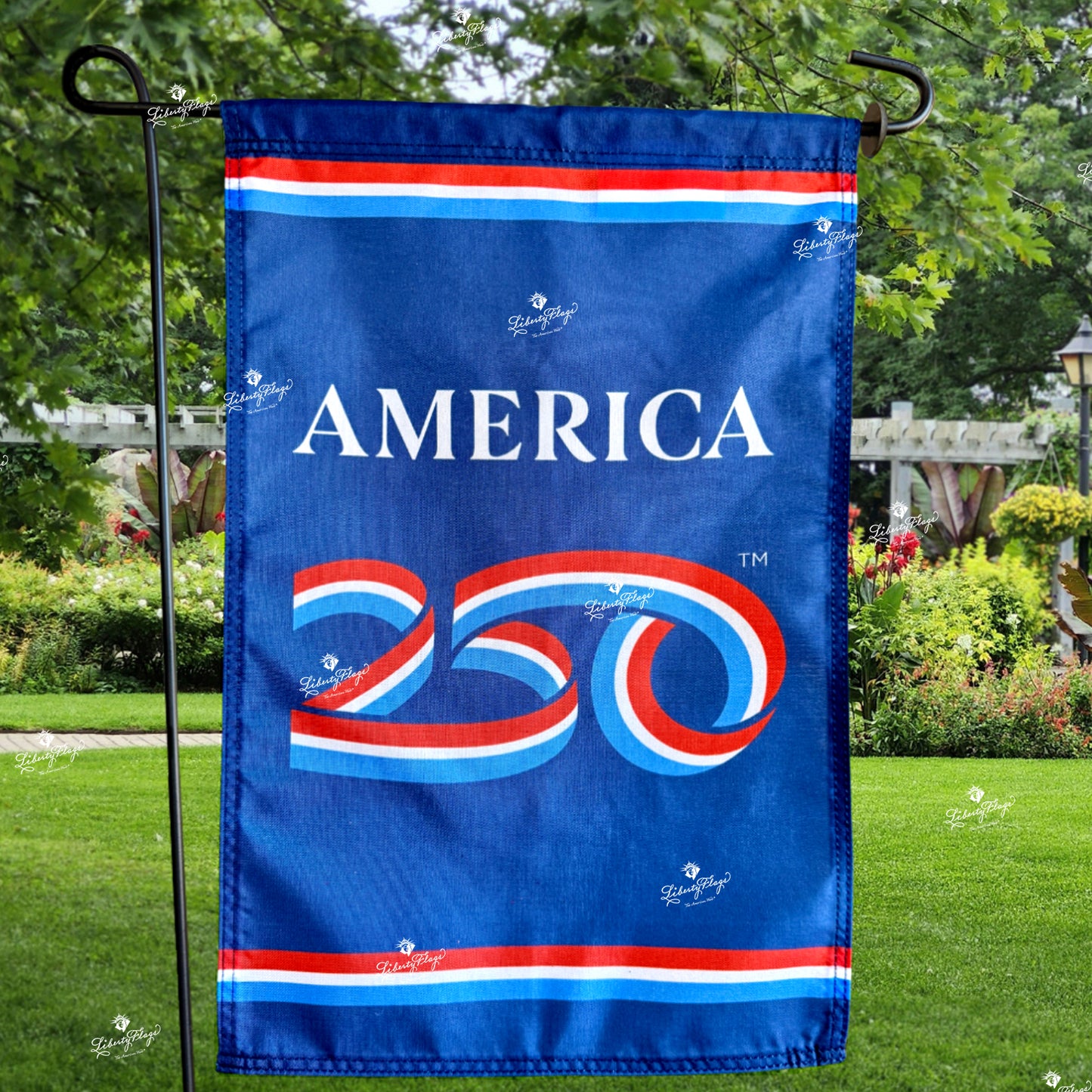 Official America 250 semiquincentennial garden flag red white and blue nylon vertical display