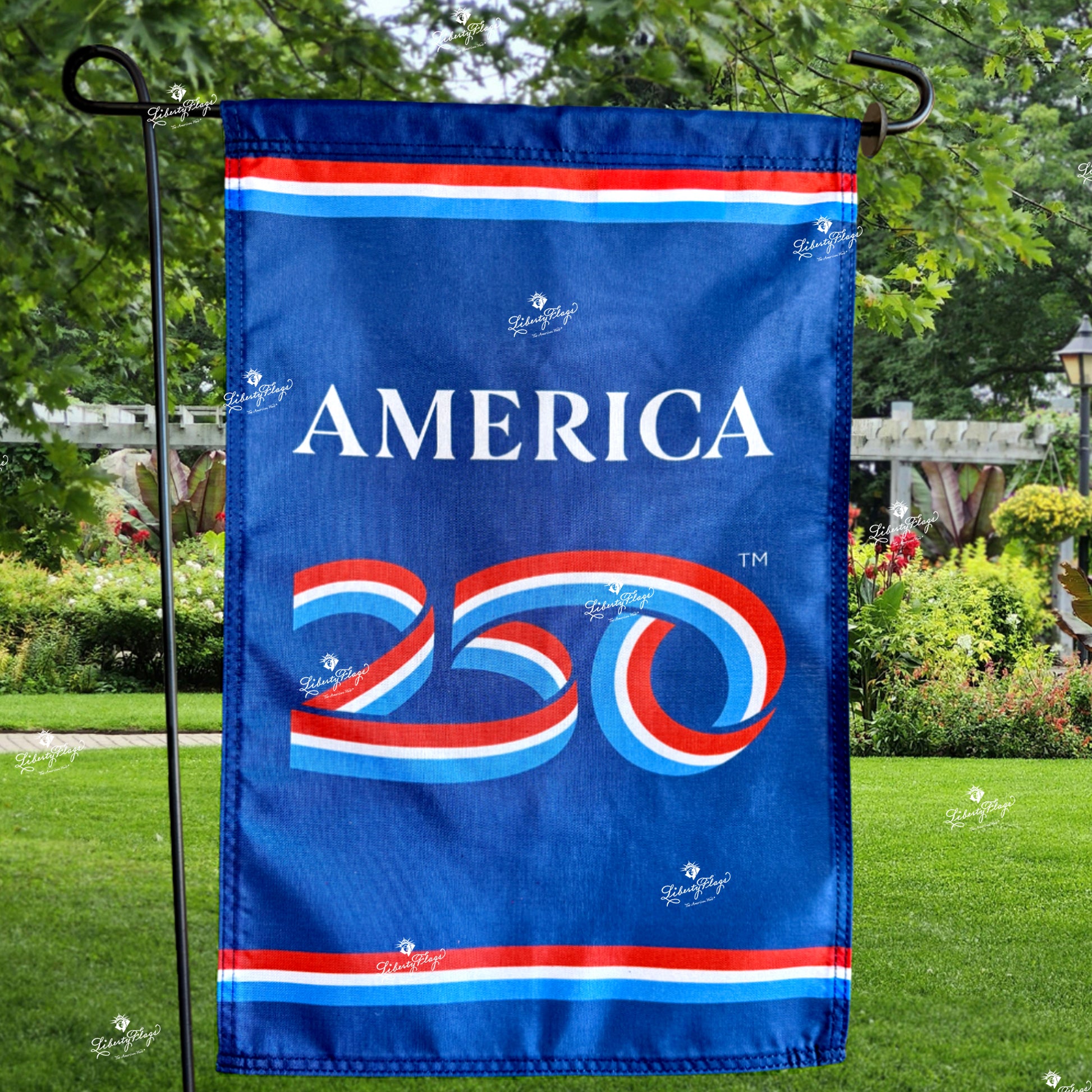 Official America 250 semiquincentennial garden flag red white and blue nylon vertical display