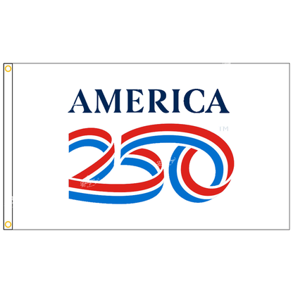 Official America 250 logo flag flat layout white background commemorative design