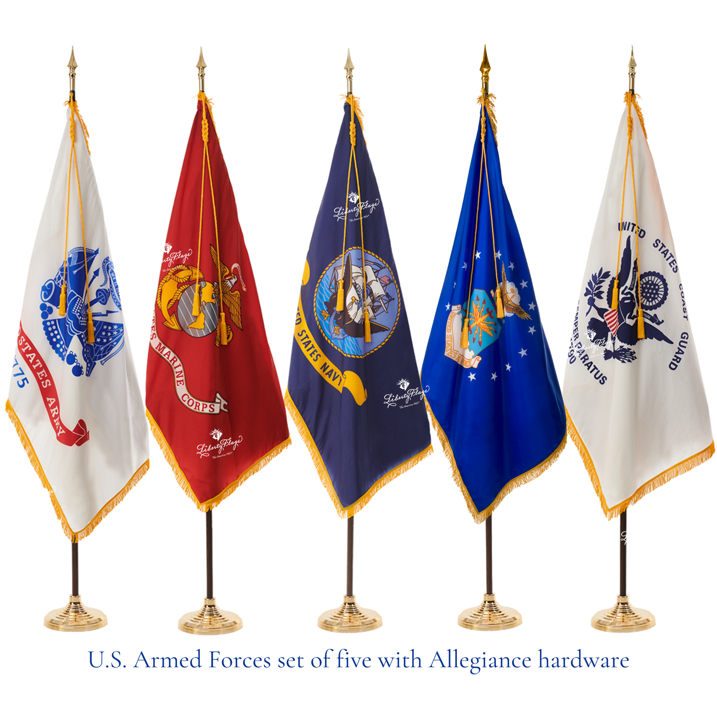 Military Ceremonial Flags & Display Sets - Set of 5