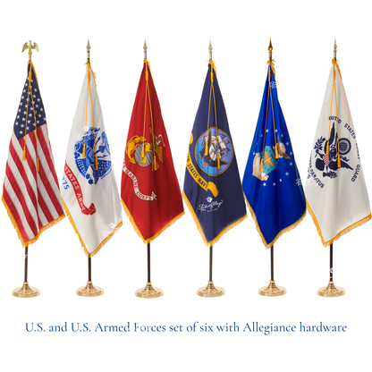 United States and U.S. Military Ceremonial Flags & Display Sets - Set of 6