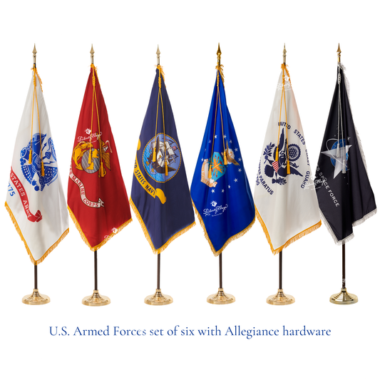 Military Ceremonial Flags & Display Sets - Set of 6