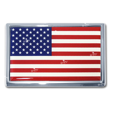 American Flag Chrome Auto Emblem