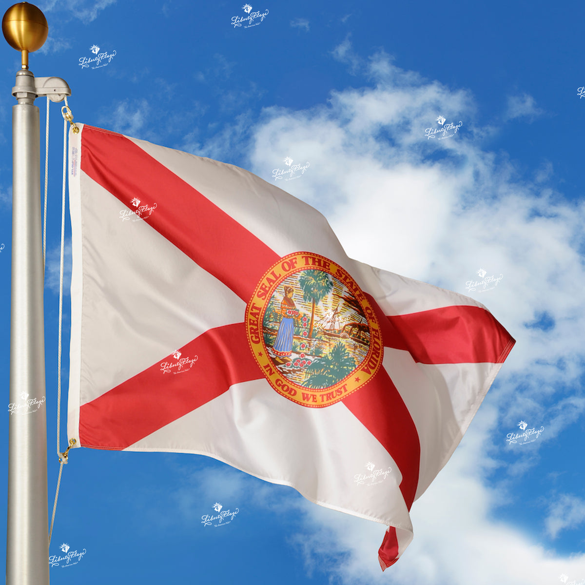Florida Custom Flags Florida Flag Polyester 3'x5' State Seal Saltire | Made in USA ...