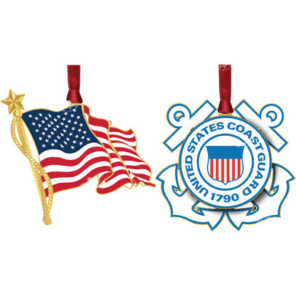 U.S. & Coast Guard Ornament Pair