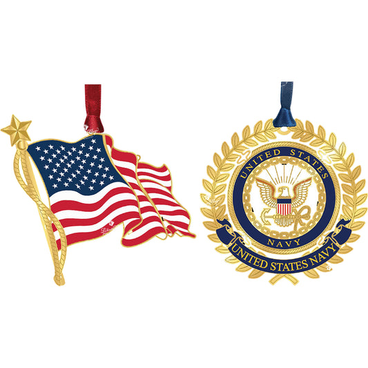 U.S. & Navy Ornament Pair