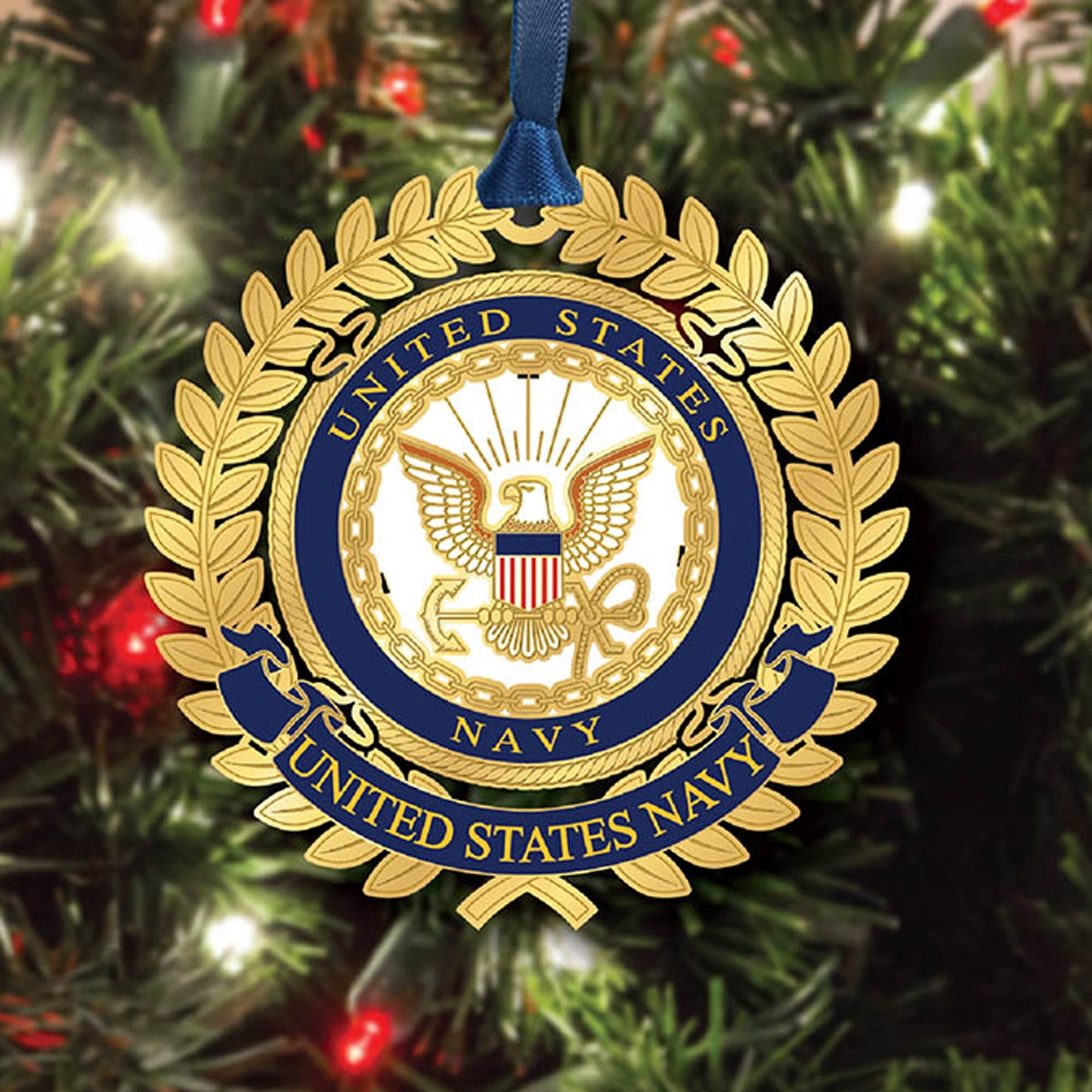 Navy Filigree Ornament