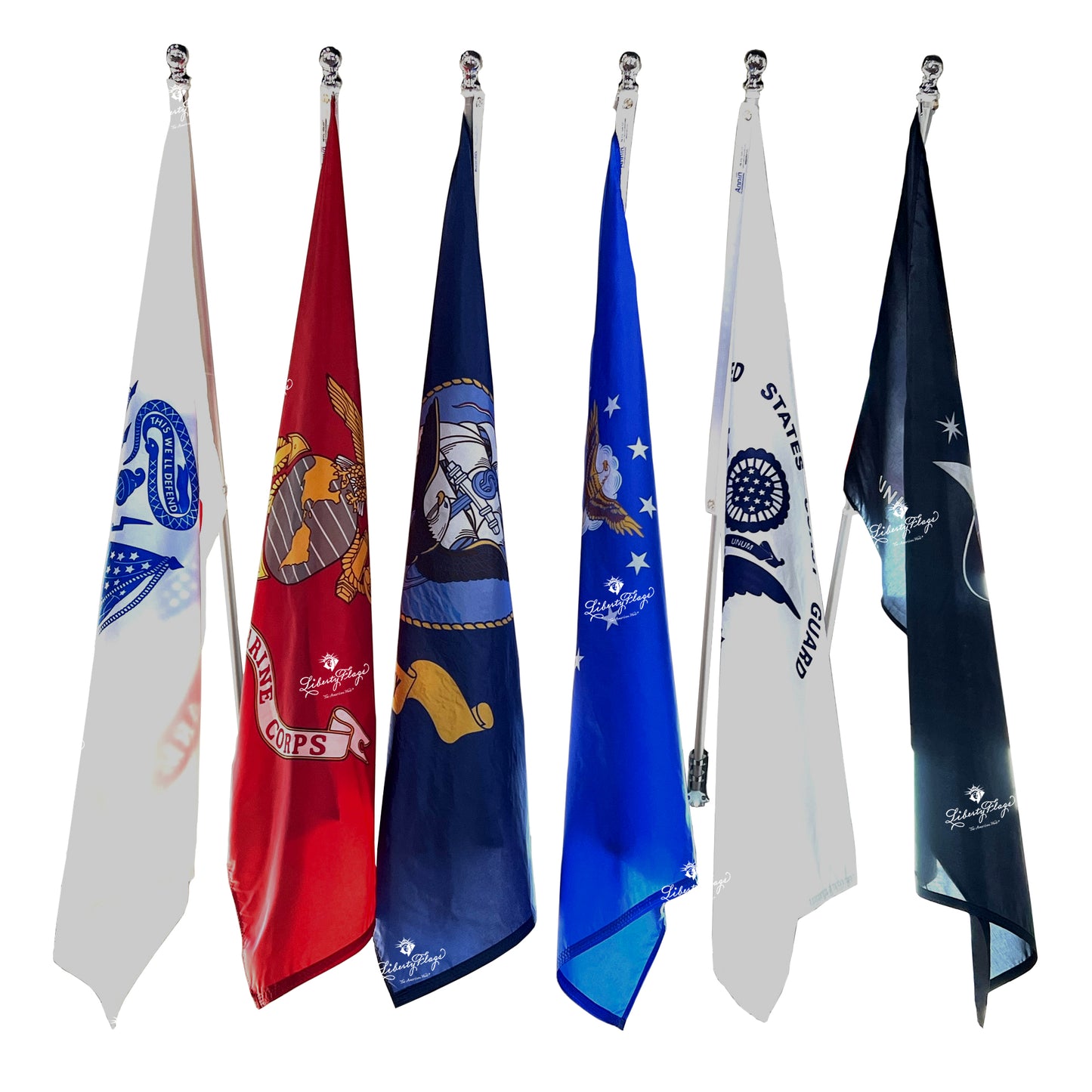 US Military Flag Display - Set of 6