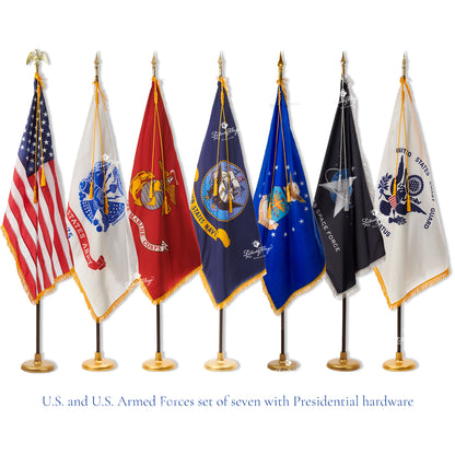 United States and U.S. Military Ceremonial Flags & Display Sets - Set of 7