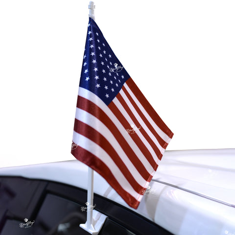 Car Flag with Window Clip - American