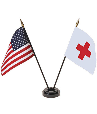 Red Cross and U.S. Small Flags Set